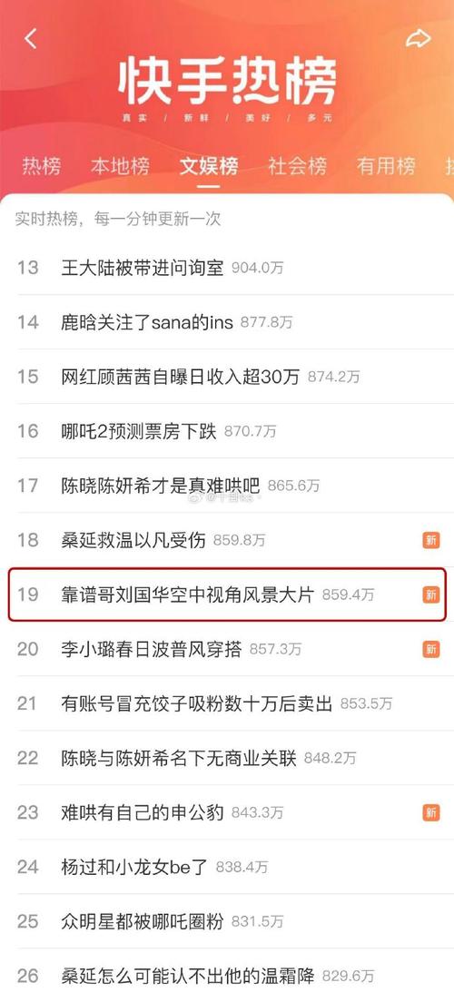 快手排名前三十排行榜